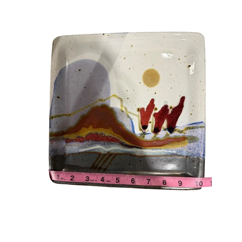 Chappelle Happy Valley Studio Landscape Pottery Square‎ Plate Signed 10 inch